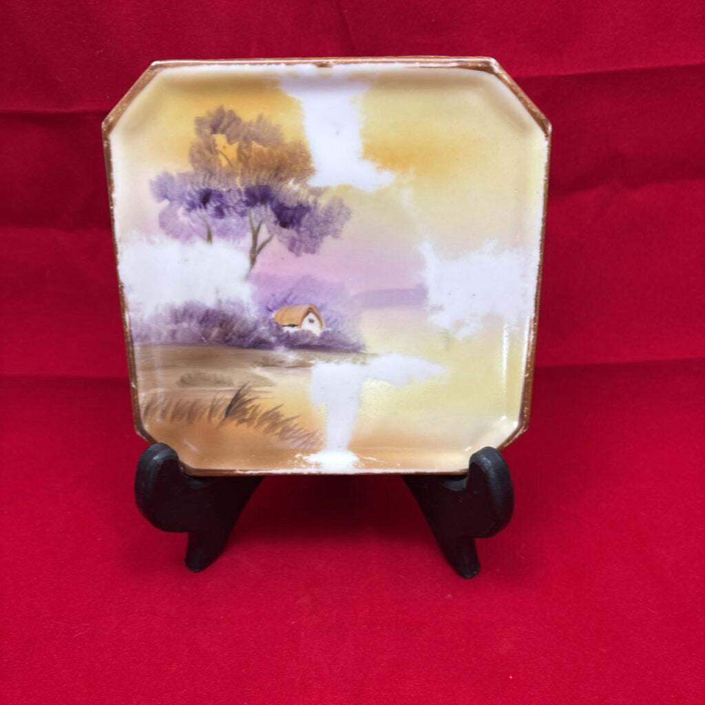Nippon Porcelain H.Painted "Trees In Meadow" Trivet