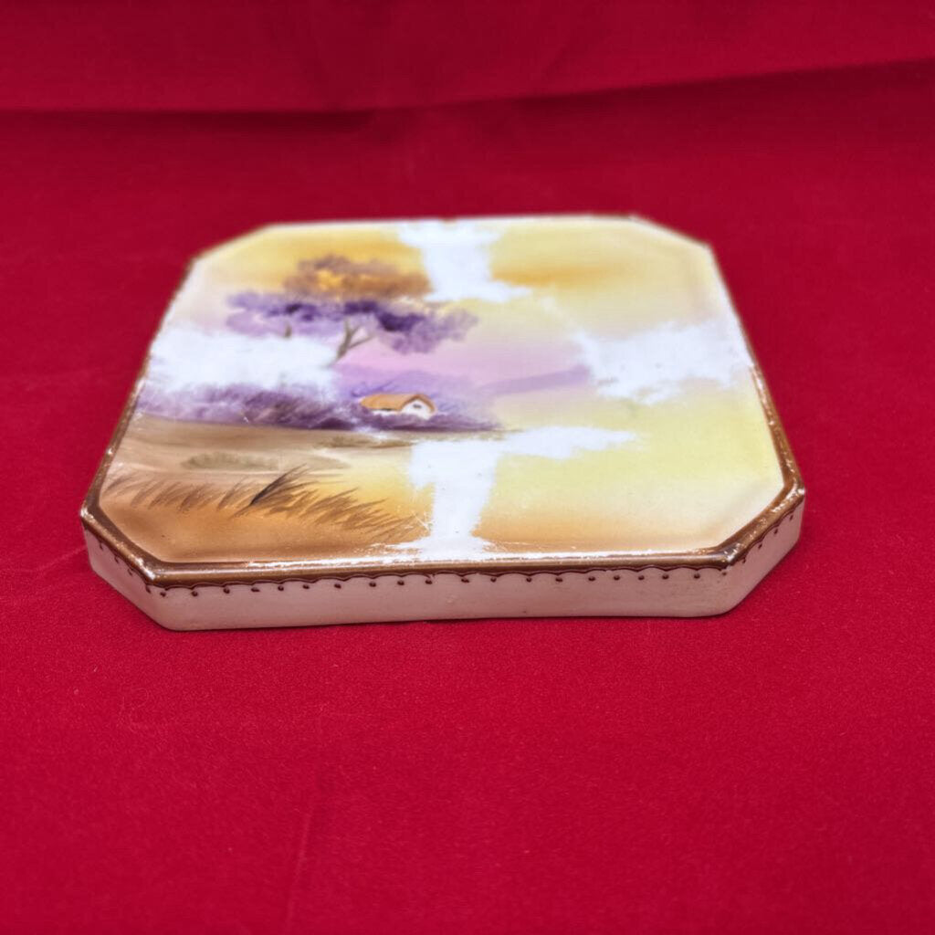 Nippon Porcelain H.Painted "Trees In Meadow" Trivet