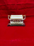 Nippon Porcelain Sugar Cube Holder, Pink Floral and Gold Detail.