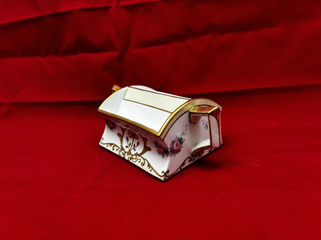 Nippon Porcelain Sugar Cube Holder, Pink Floral and Gold Detail.