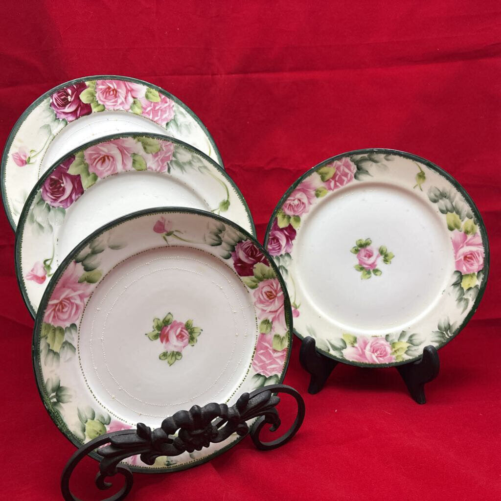 Nippon H.Painted Floral Pink/Green 7.5' set 4 (AS IS)
