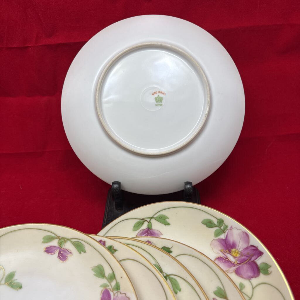 Nippon Antique 6.5' Side Plate Purple Green Flower set 6
