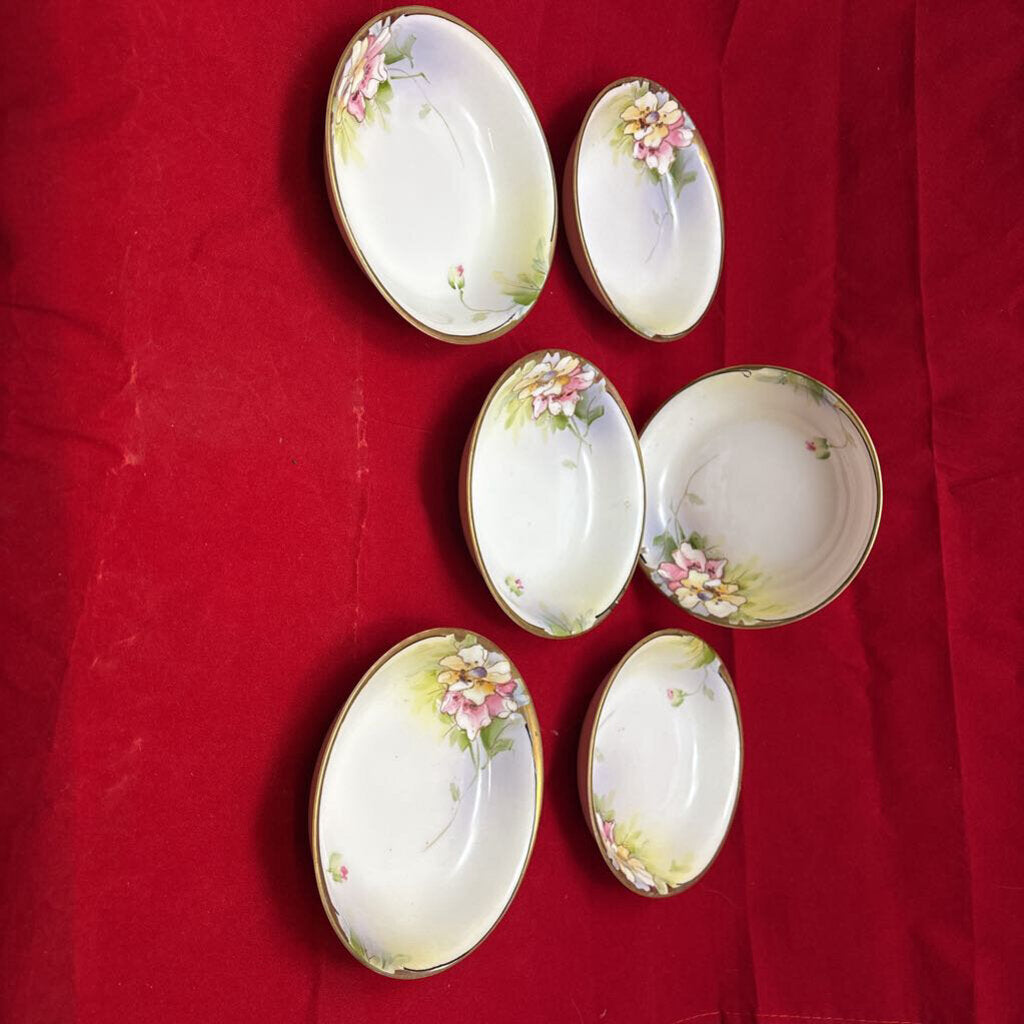Nippon Berry Bowls Floral Yellow/Pink Gold Detail *AS IS* Set 6