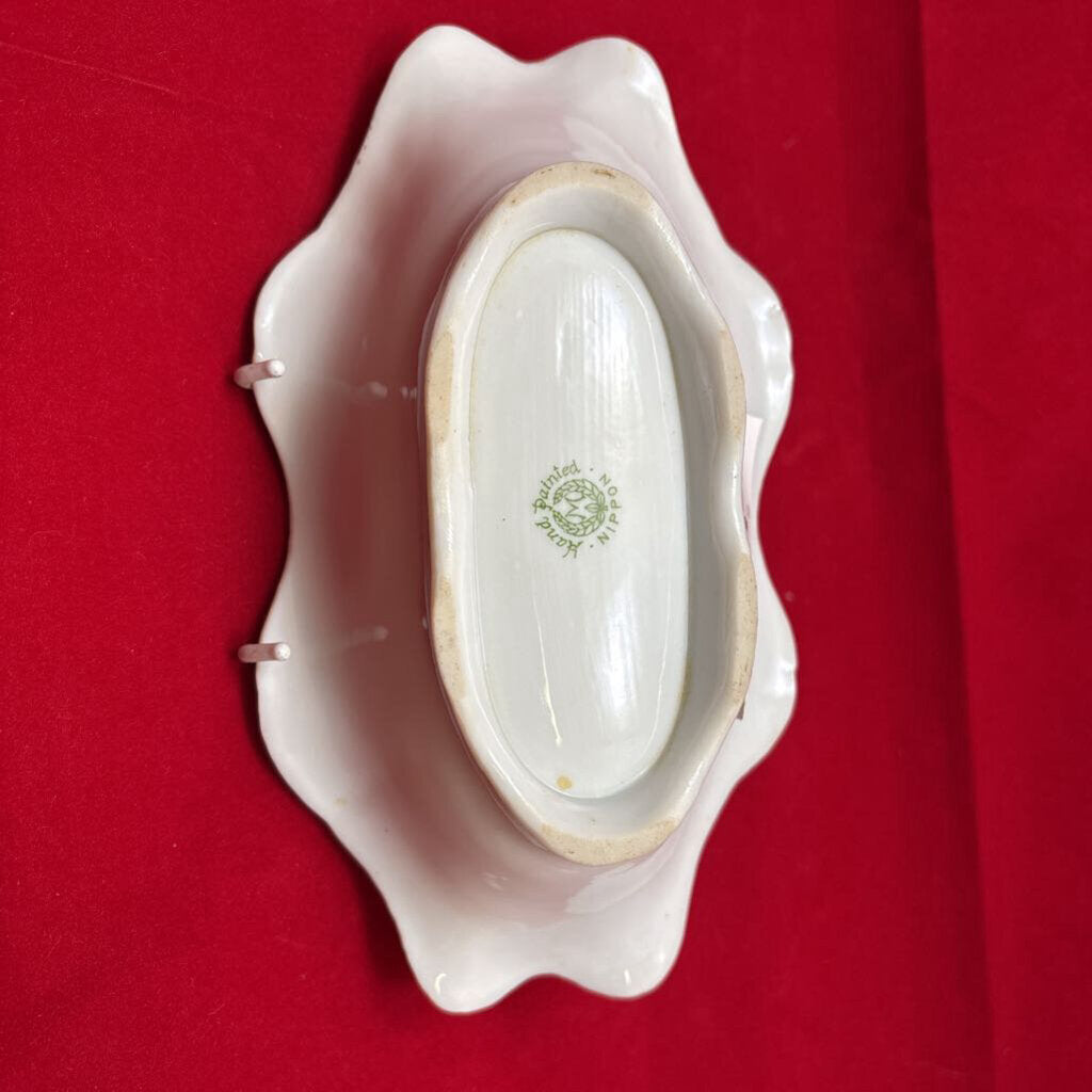 Nippon H.Painted Floral, Gold Detail Oval Wavy Edge Dish