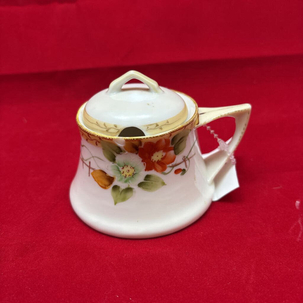Antique Nippon Floral Lidded Dish (No Spoon)