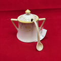 Antique Nippon Lidded Dish with Spoon (as is) yellow