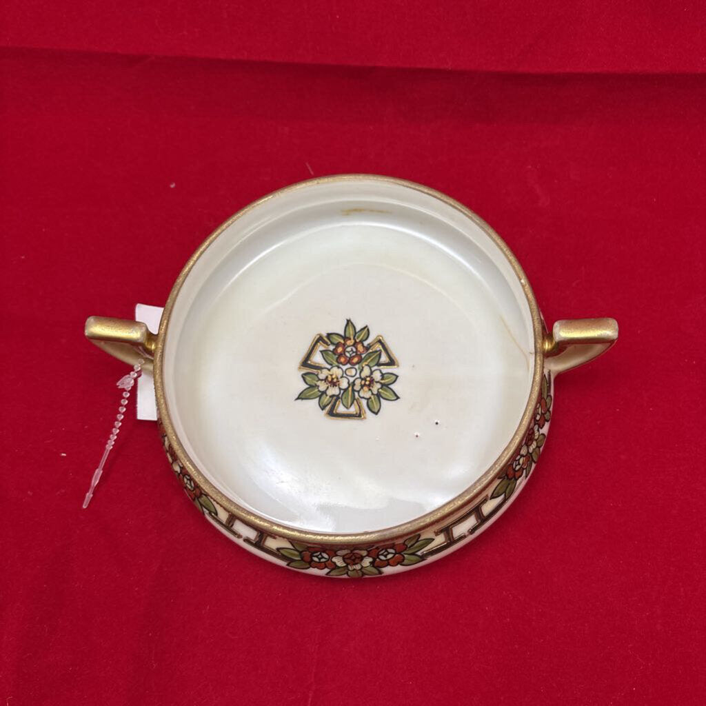 Antique Nippon, Handled Floral with Gold Detail, Trinket Dish, (as is)
