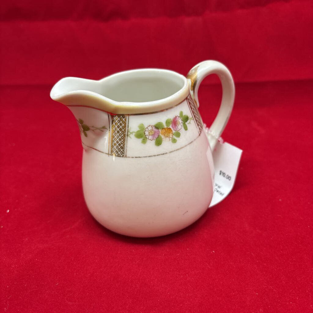 Antique Nippon Floral Creamer with Gold Detail 3''.