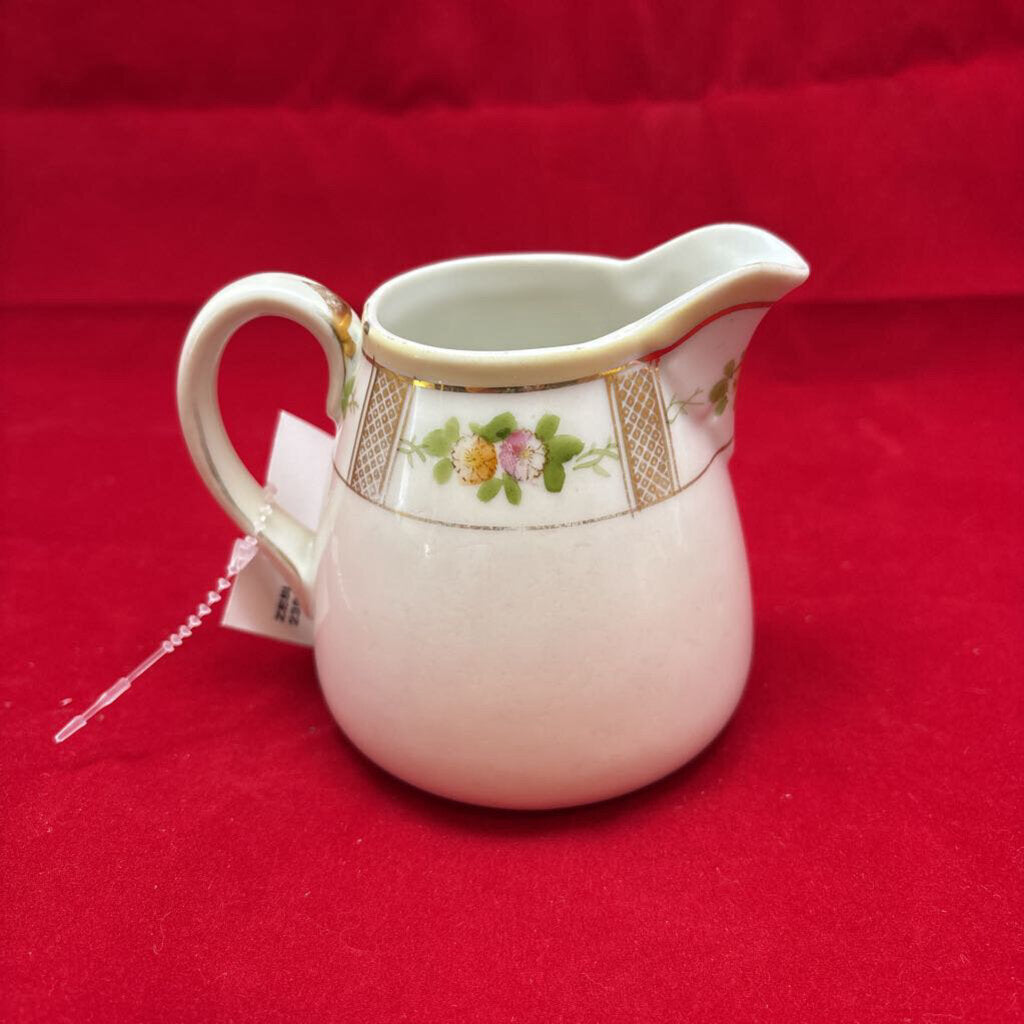 Antique Nippon Floral Creamer with Gold Detail 3''.