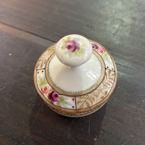 Antique Nippon Porcelain Dresser Trinket Jewelry Dish, Roses & Moriage.