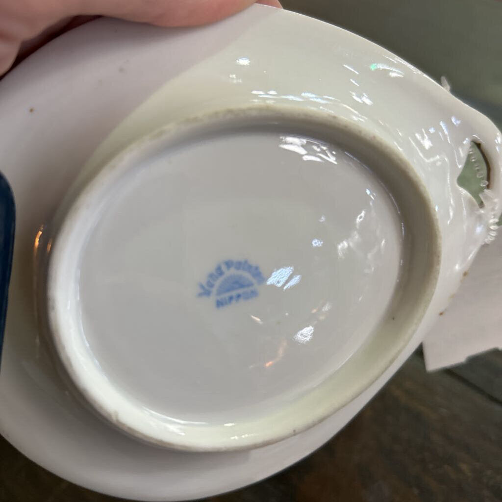 Antique Nippon Porcelain Tear Drop Floral with Blue Detail.