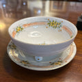 Antique Hand Painted Nippon Mayonnaise Set Bowl Plate. Yellow Floral set 2