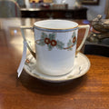 Antique Nippon Double Handle Cup&Saucer with Floral Tree Branch Design *as is*