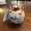 Japanese Satsuma Style Vase Hand Painted, Orange Gold Detail 3.25" *as is)
