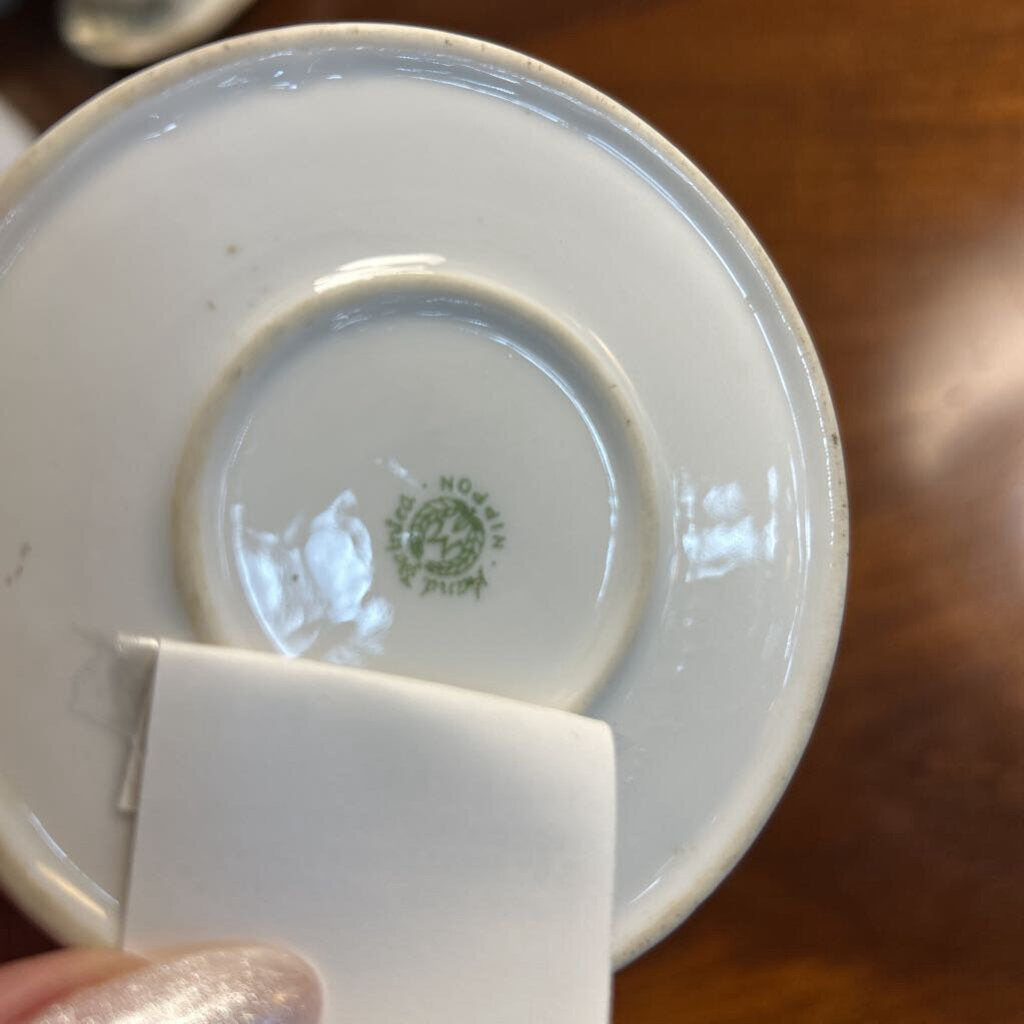 Nippon Porcelain Small 3.5" Pink/Trinket Dish, Floral with Gold Rim