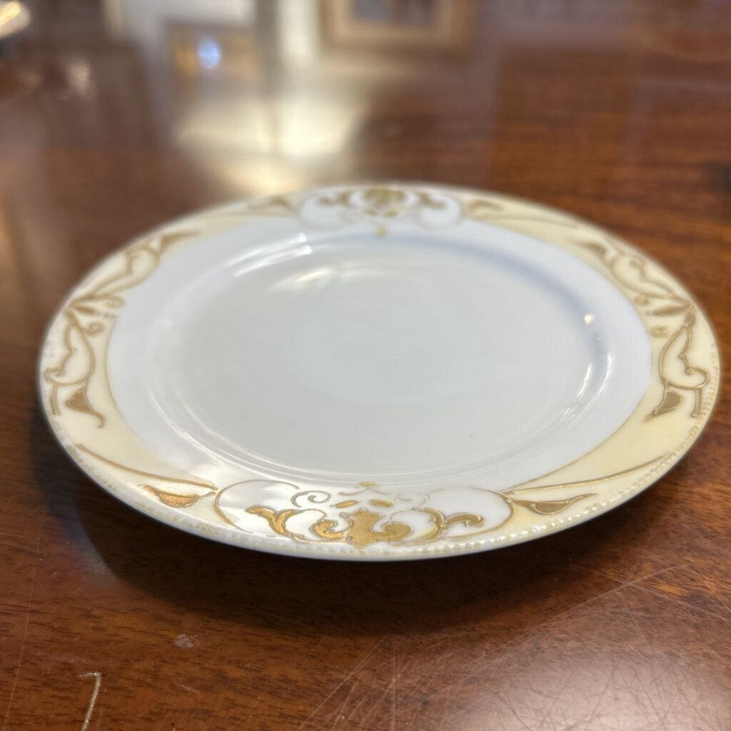 Nippon Side Plate 6" Cream Border with Gold Detail.