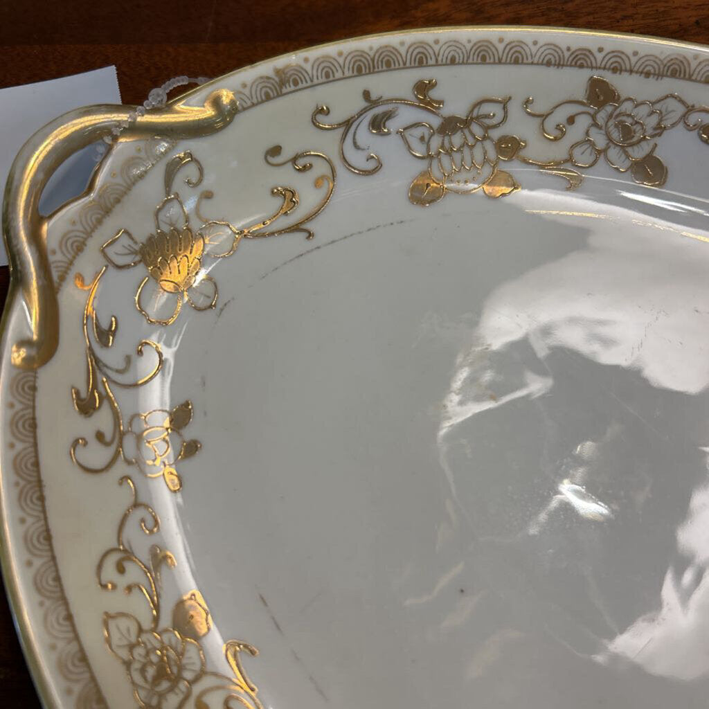 Nippon Hand Painted Serving Platter with Floral Gold Detail.