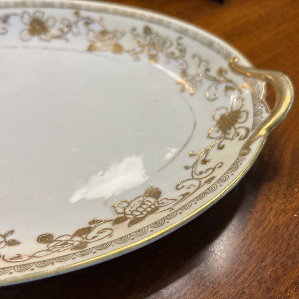 Nippon Hand Painted Serving Platter with Floral Gold Detail.