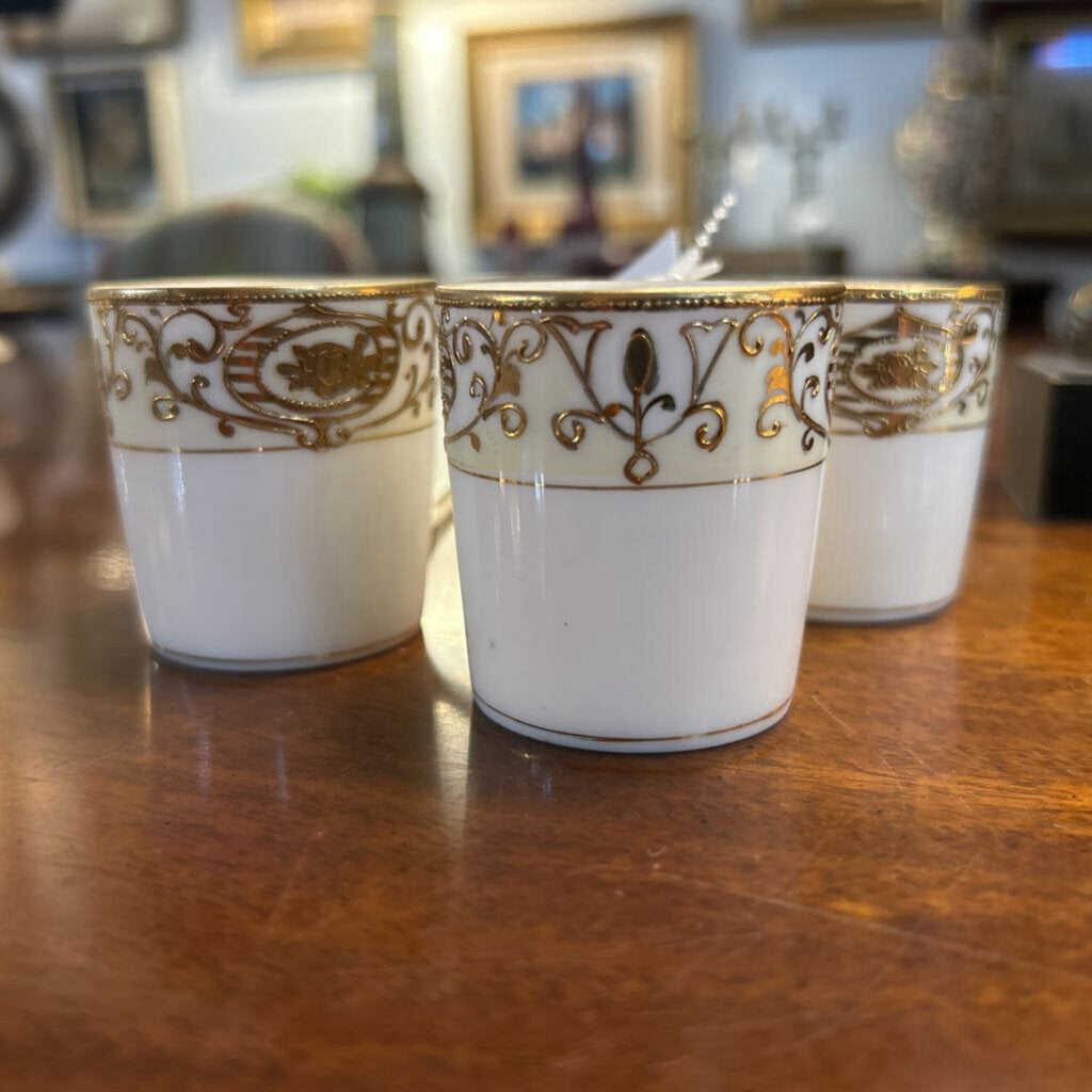 Nippon Demitasse Cups, set 3, Floral Gold Detail *as is*