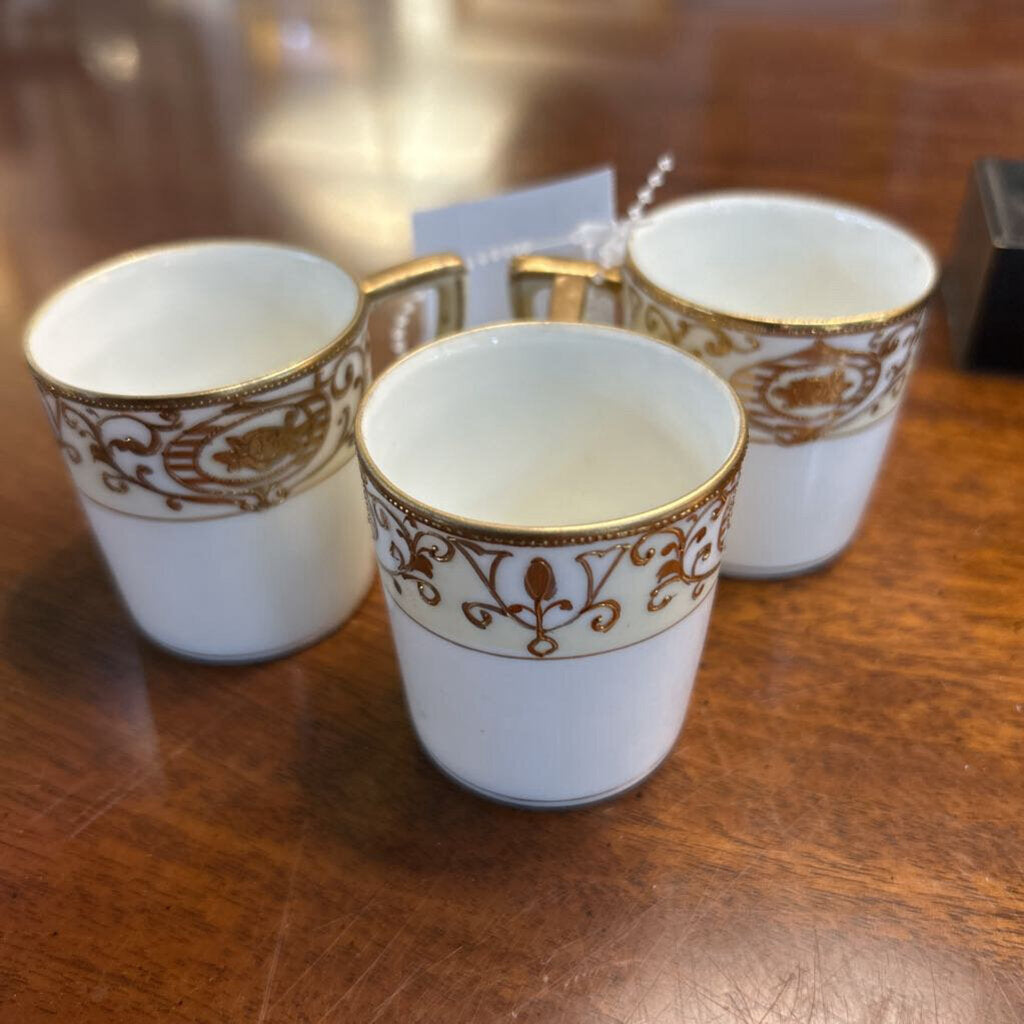 Nippon Demitasse Cups, set 3, Floral Gold Detail *as is*