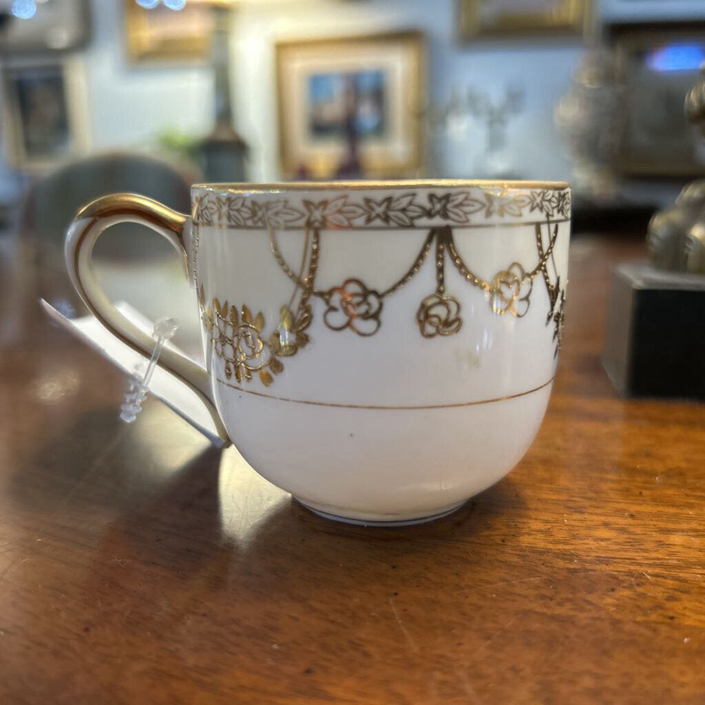 Nippon Single Tea Cup, Gold Floral Detailing.