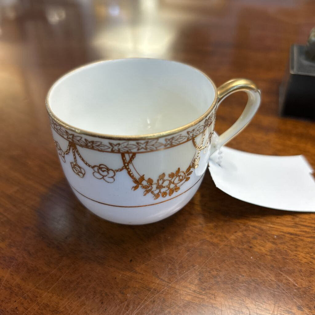 Nippon Single Tea Cup, Gold Floral Detailing.