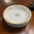 Antique Nippon set 5 Berry Bowls 5" Gold Floral Detail.