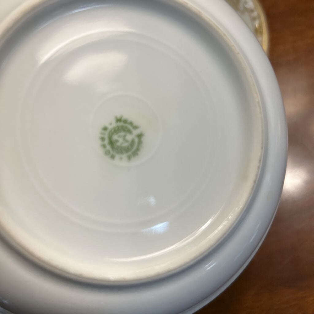 Antique Nippon set 5 Berry Bowls 5" Gold Floral Detail.