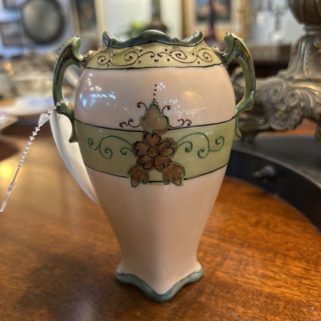 Antique Art Nouveau Nippon Morimura Miniature double-handed vase, 1911-1921 Hand-Painted Desert Oasis Scene, 5.25"