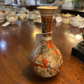 Vintage Japanese Satsuma Earthenware Bud Vase, Hand-Painted Scenes, Gold Gilt Detailing