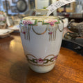 Antique Nippon Porcelain Vase Hand-Painted Pink Floral Motifs with Gold/Green Accents, 5.5"