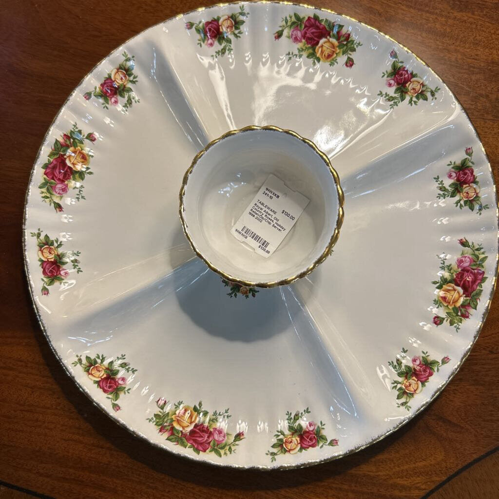 Royal Albert, Old Country Roses, Holiday Relish/Dip/Chip Server. 1998-2002