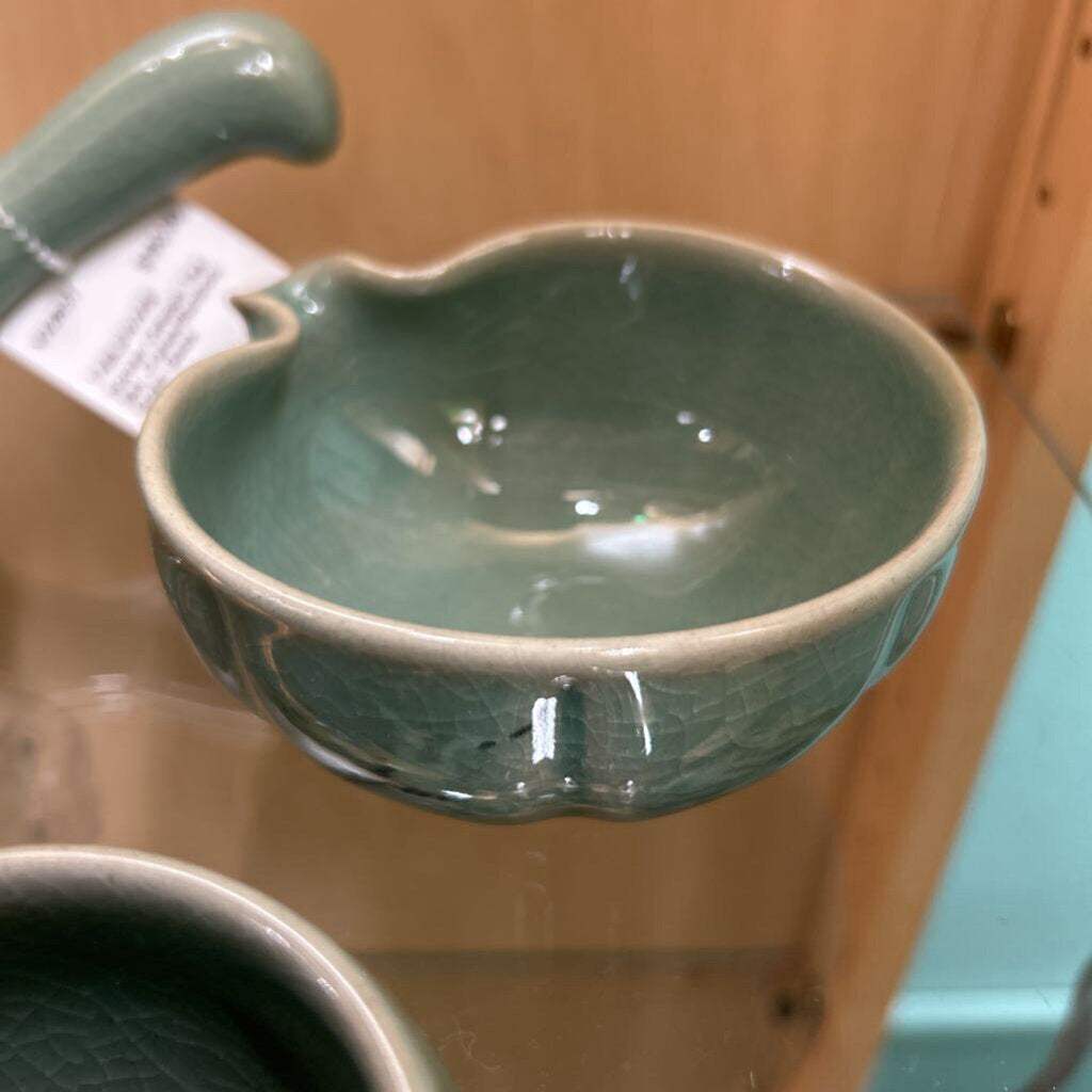 Korean Celadon Tea Set, Cranes/Bamboo, Green Glaze.