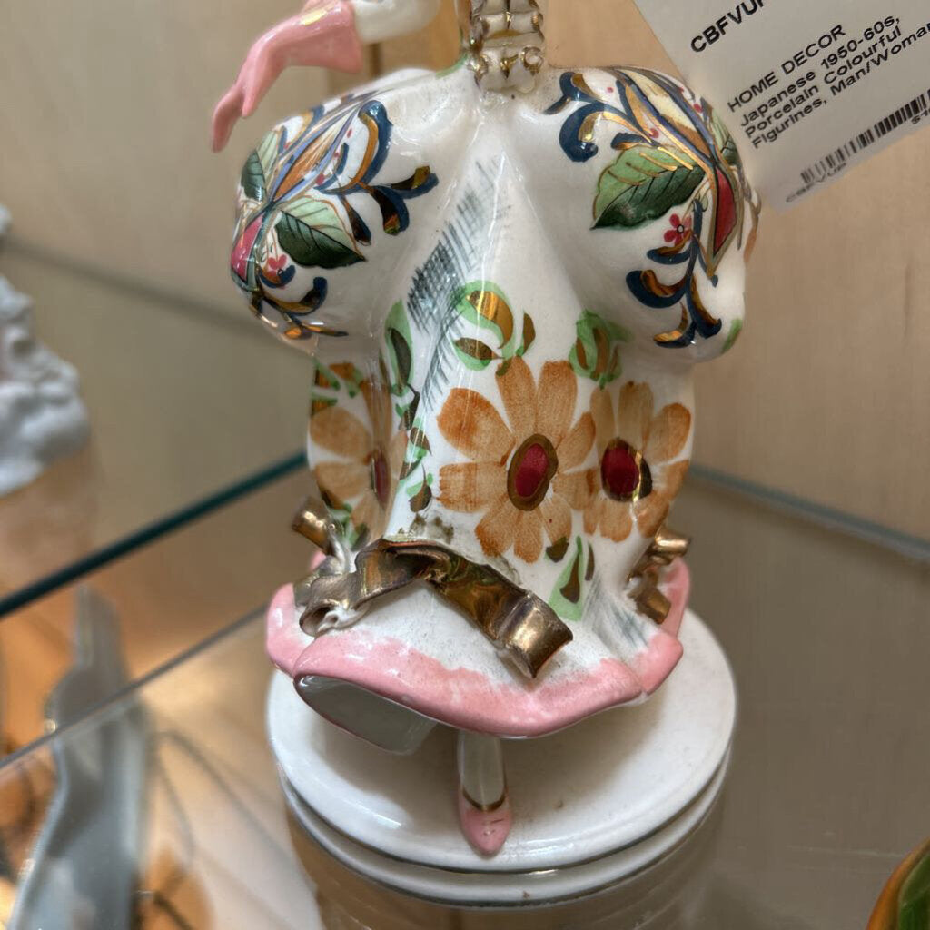 Japanese 1950-60s, Porcelain Colourful Figurines, Man/Woman.