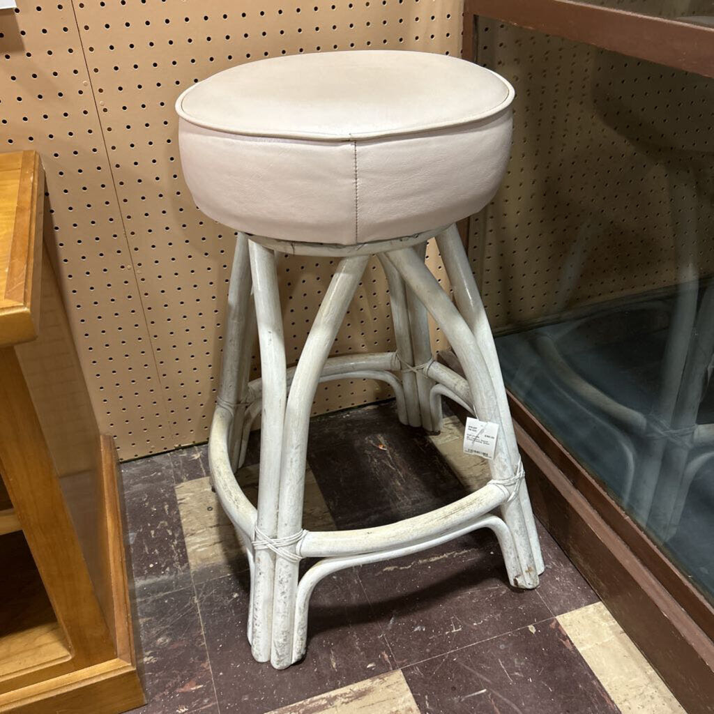 Mid Century Swivel White Counter Stool.