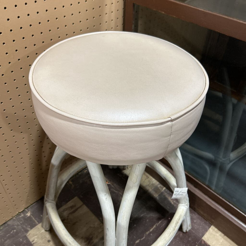 Mid Century Swivel White Counter Stool.