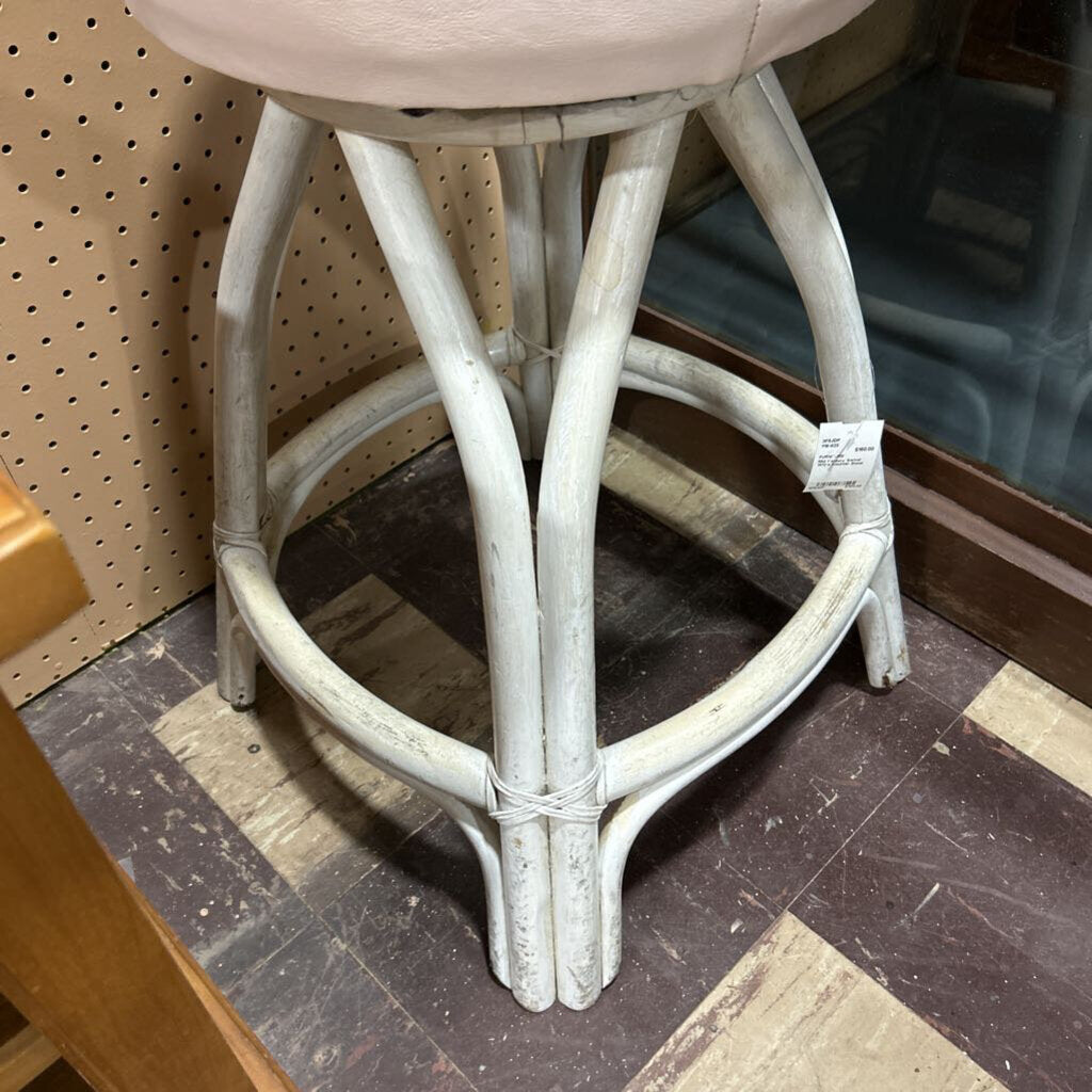 Mid Century Swivel White Counter Stool.