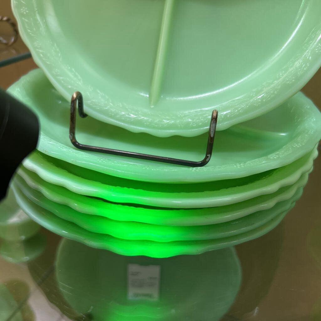McKee Glass Company Divided 9 inch Plate. c.1930s *URANIUM*