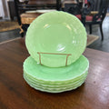 McKee Glass Company Laurel Jadeite Scalloped 6" Bread & Butter Plate Set of 6 c.1930s **URANIUM**