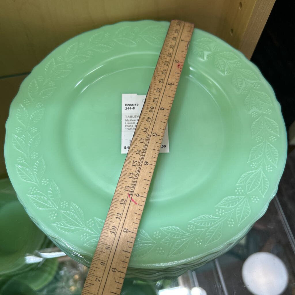 McKee Glass Company Laurel Jadeite 9" Dinner Plate Set of 6 c.1930s **URANIUM**
