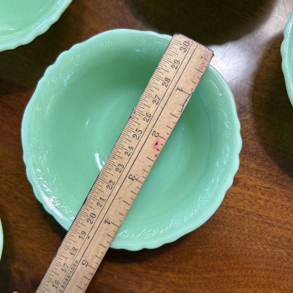 McKee Glass Company Laurel Jadeite Berry Bowl Set of 6 c.1930s **URANIUM**