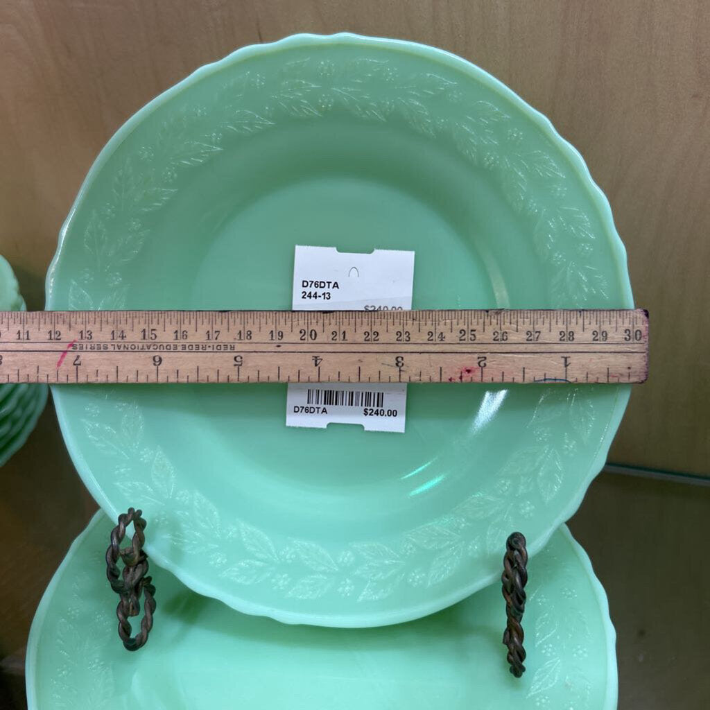 McKee Glass Company Laurel Jadeite 7.5" Salad Plate Set of 6 c.1930s **URANIUM**