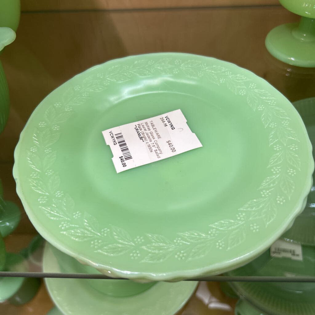 McKee Glass Company Laurel Jadeite 7.5" Salad Plate (Sngle) c.1930s **URANIUM**