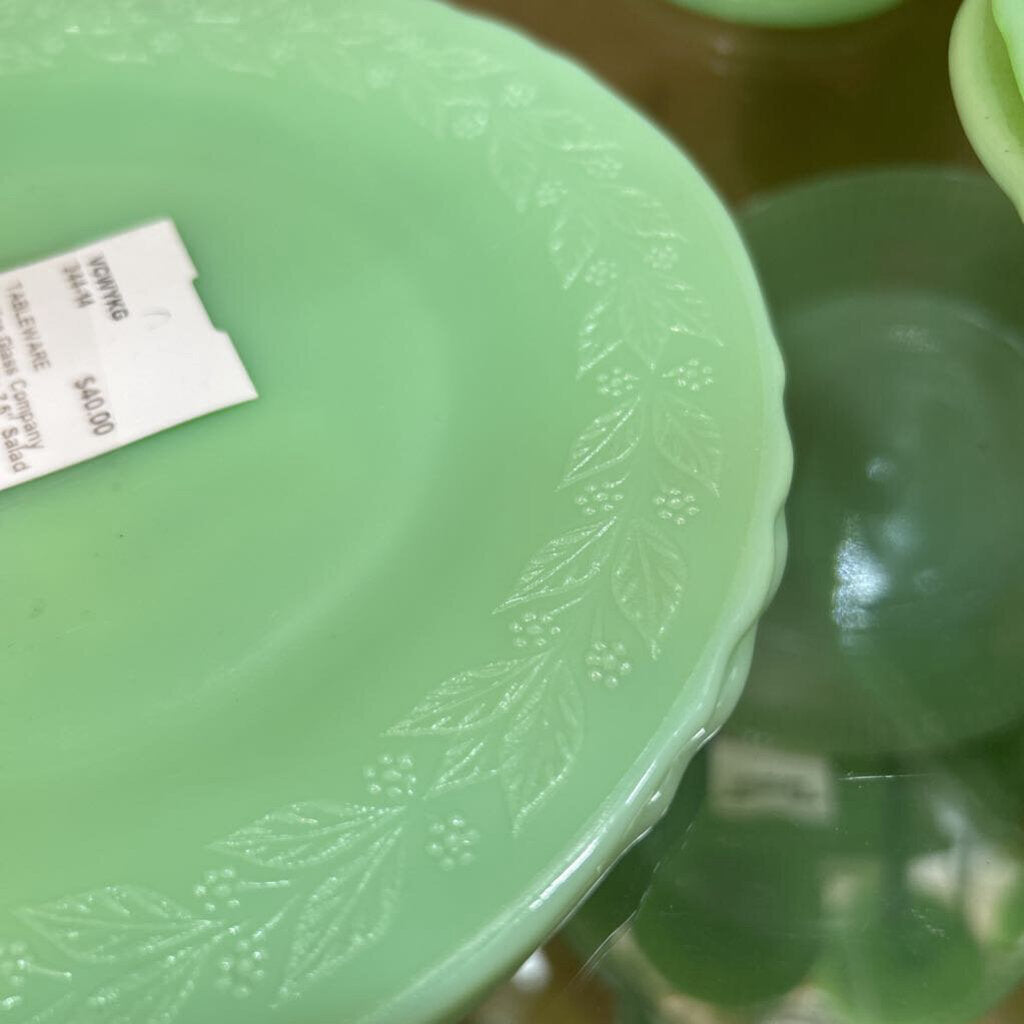 McKee Glass Company Laurel Jadeite 7.5" Salad Plate (Sngle) c.1930s **URANIUM**