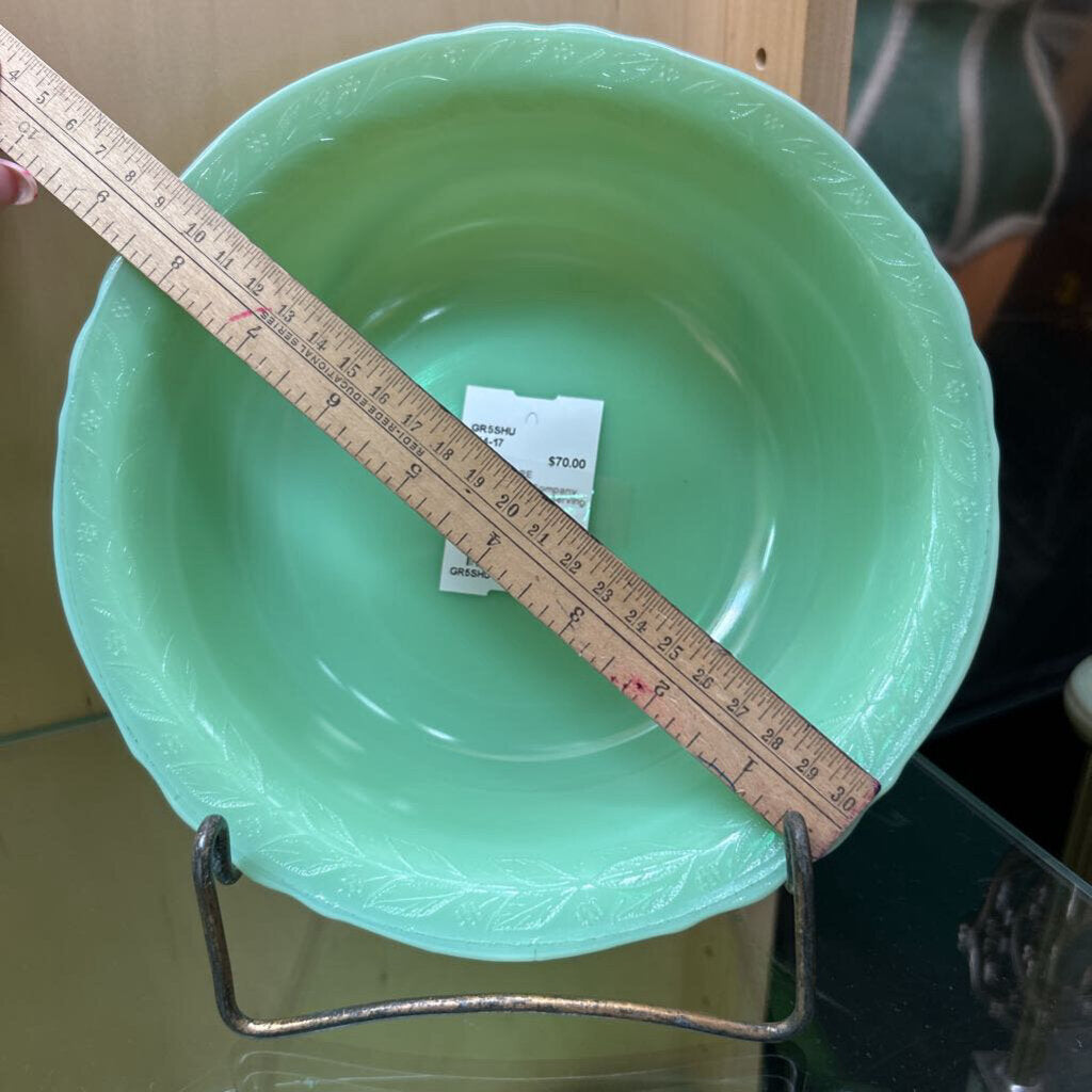 McKee Glass Company Laurel Jadeite 9" Serving Bowl c.1930s **URANIUM**