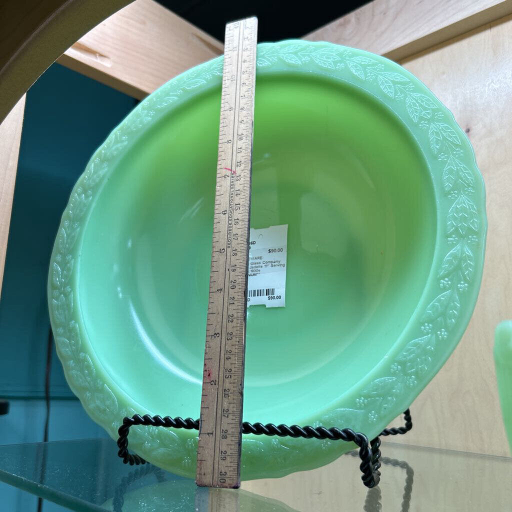 McKee Glass Company Laurel Jadeite 11" Serving Bowl c.1930s **URANIUM**