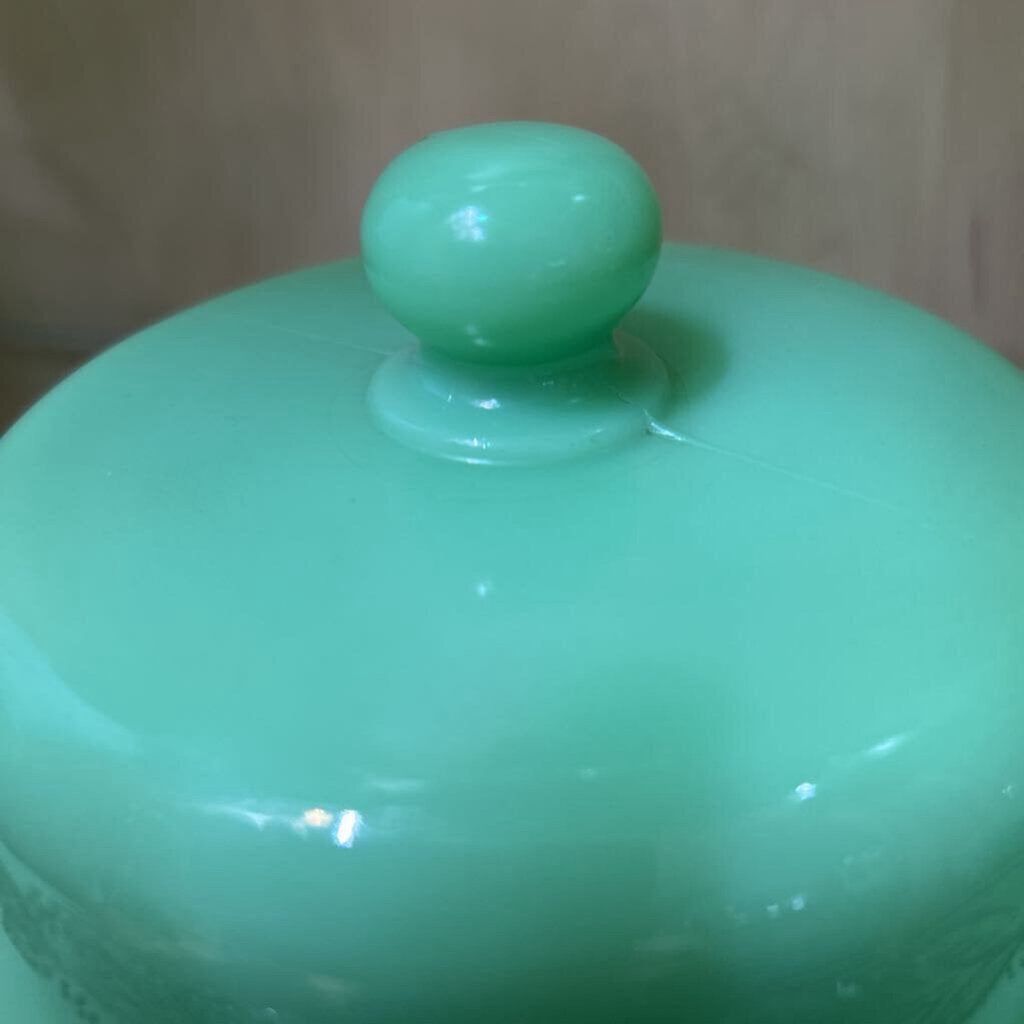 McKee Glass Company Laurel Jadeite Cheese Dome & Plate c.1930s **URANIUM**