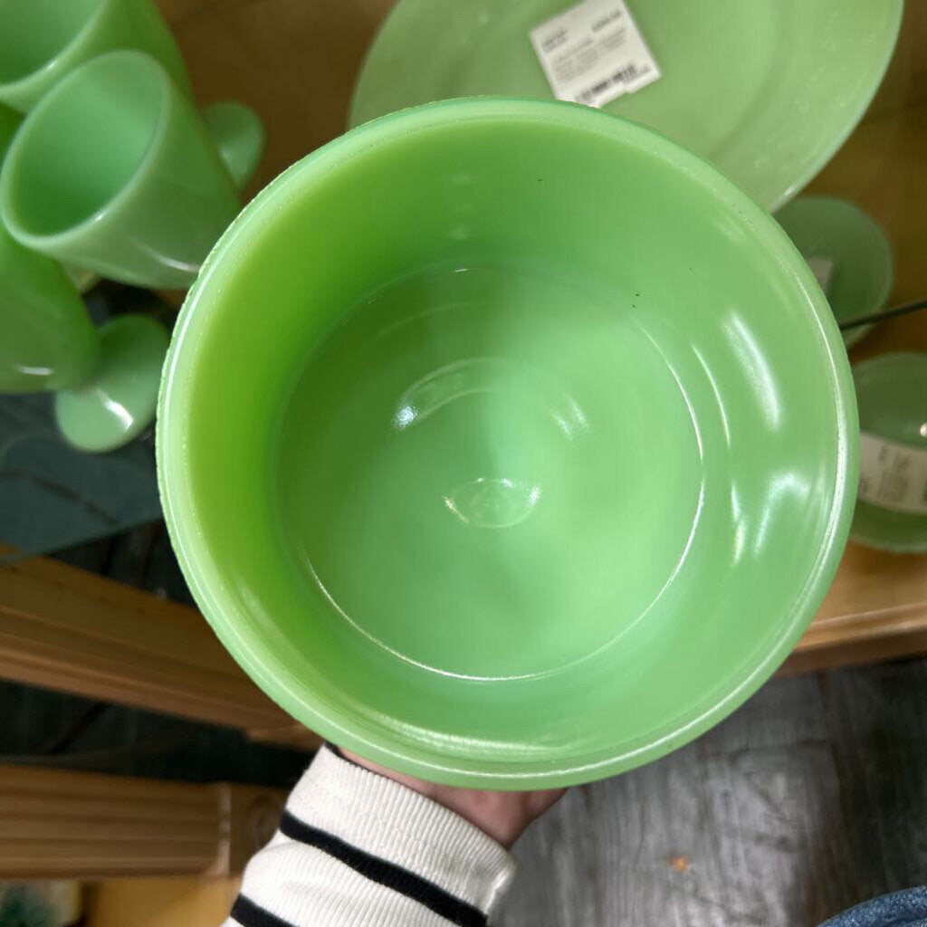 McKee Glass Company Laurel Jadeite Cheese Dome & Plate c.1930s **URANIUM**