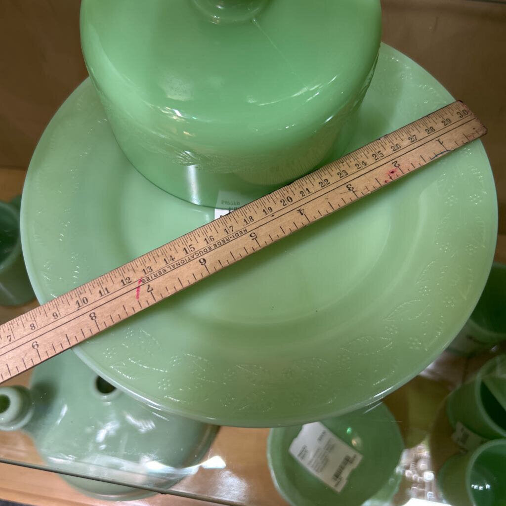 McKee Glass Company Laurel Jadeite Cheese Dome & Plate c.1930s **URANIUM**