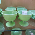 McKee Glass Company Laurel Jadeite Tall Footed Sherbet Cups Set of 6 c.1930s **URANIUM**